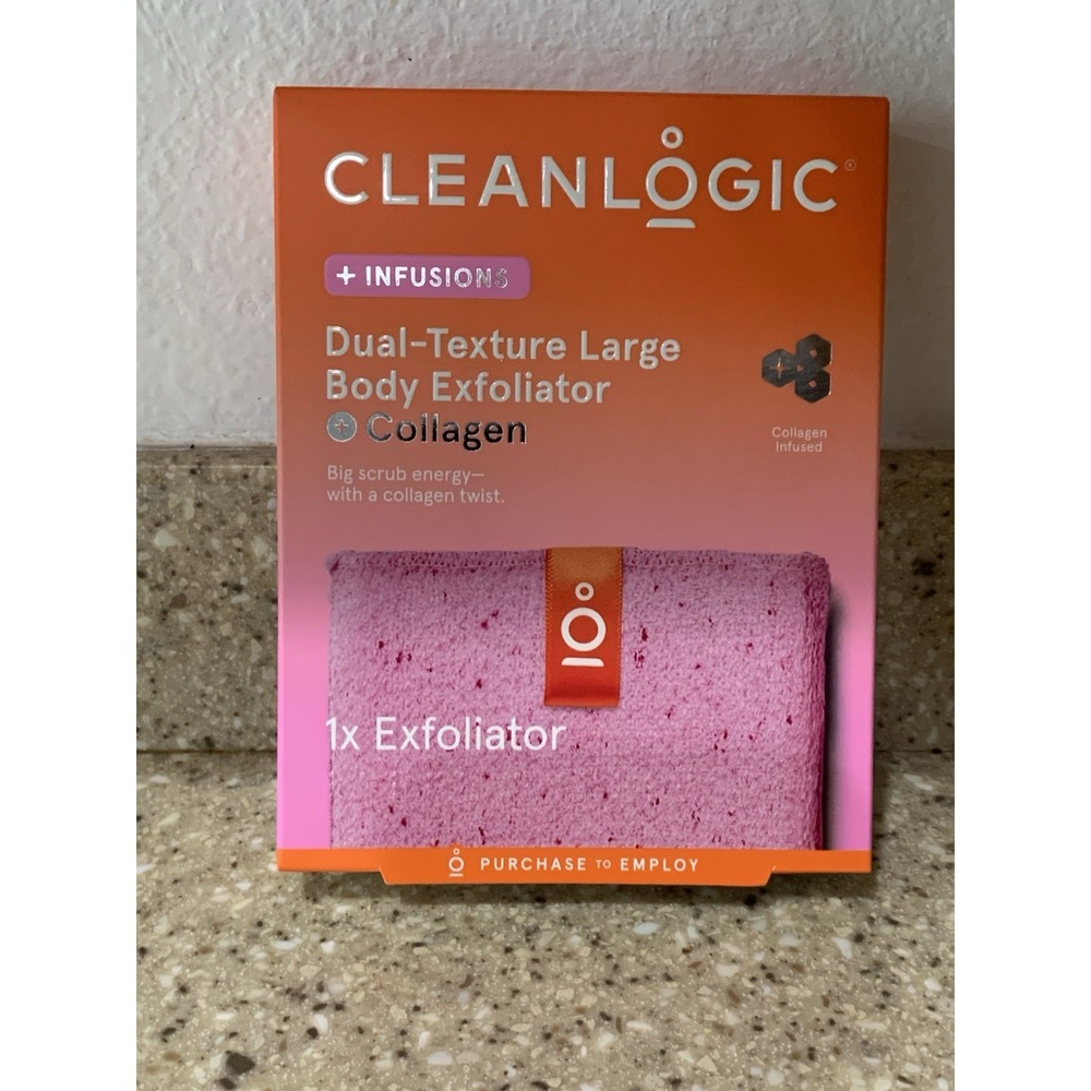 Cleanlogic Infusions Dual Texture Large Body Scrubber Exfoliating Collagen 1 CT